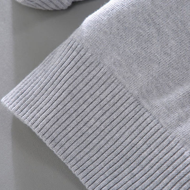 Męski sweter z długim rękawem z czystej bawełny, prążkowany, z Buddha Stones i jednolitym kolorem - image 11