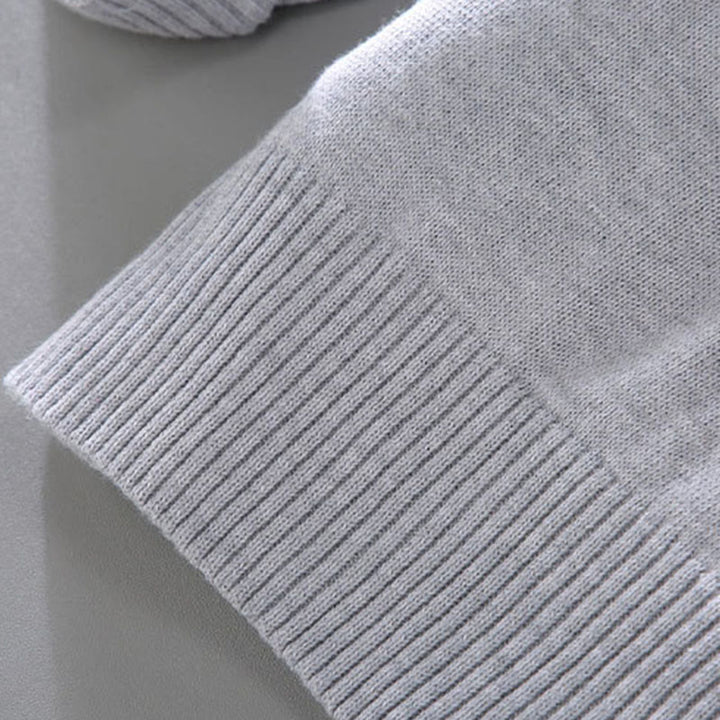 Męski sweter z długim rękawem z czystej bawełny, prążkowany, z Buddha Stones i jednolitym kolorem - image 11