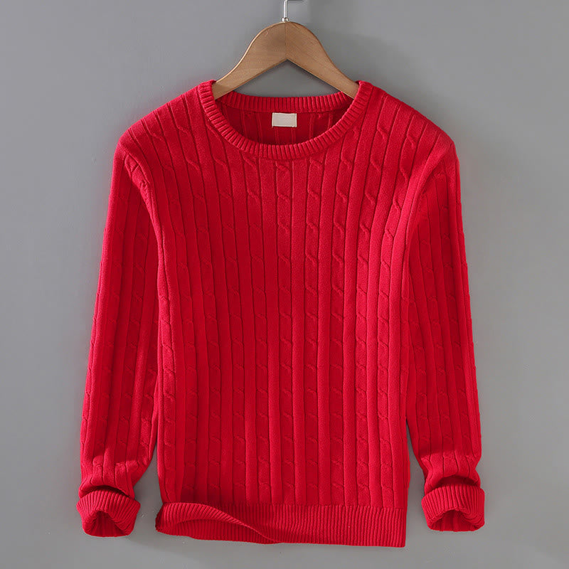 Sweter męski z okrągłym dekoltem i długim rękawem z czystej bawełny z motywem Buddha Stones - Czerwony - US/UK/AU42， EU52 (3XL) - image 1