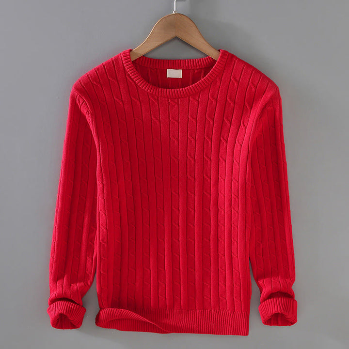 Sweter męski z okrągłym dekoltem i długim rękawem z czystej bawełny z motywem Buddha Stones - Czerwony - US/UK/AU42， EU52 (3XL) - image 1