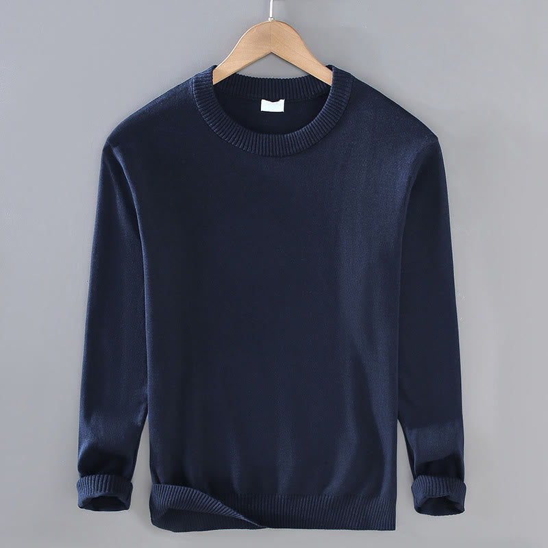 Męski sweter termiczny z okrągłym dekoltem i długim rękawem, wykonany z prążkowanej bawełny z motywem Buddha Stones - MidnightBlue - US/UK/AU42， EU52 (3XL) - image 0