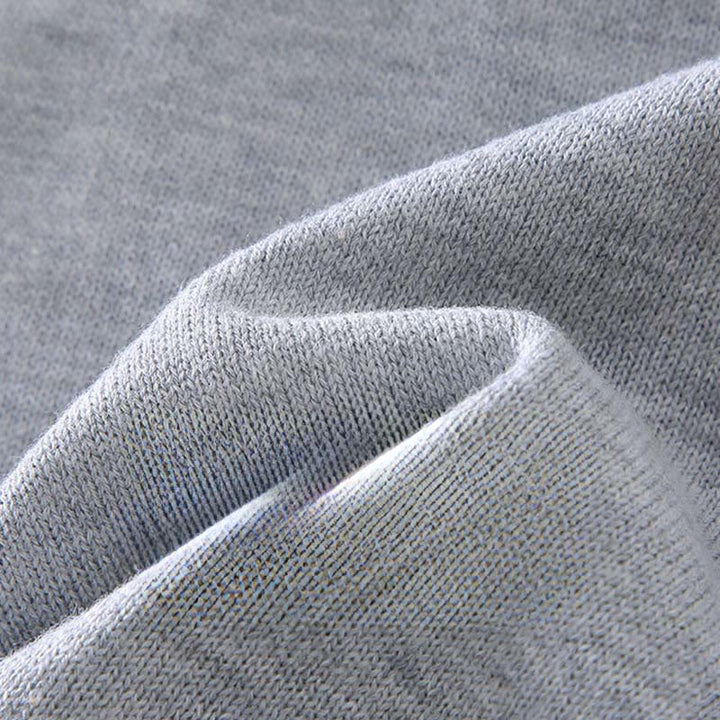 Sweter męski z długim rękawem w jednolitym kolorze z dekoltem w serek i bawełny w prostym wzorze z Buddha Stones - image 3