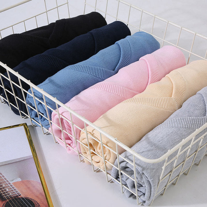 Sweter męski z długim rękawem w jednolitym kolorze z dekoltem w serek i bawełny w prostym wzorze z Buddha Stones - image 14