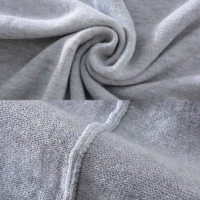 Sweter męski z długim rękawem w jednolitym kolorze z dekoltem w serek i bawełny w prostym wzorze z Buddha Stones - image 5