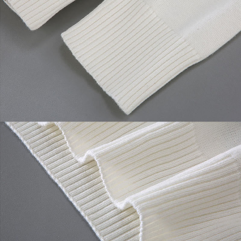 Sweter męski z długim rękawem z kontrastowymi paskami i kontrastowymi Buddha Stones, z bawełny, z półzamkiem - image 7