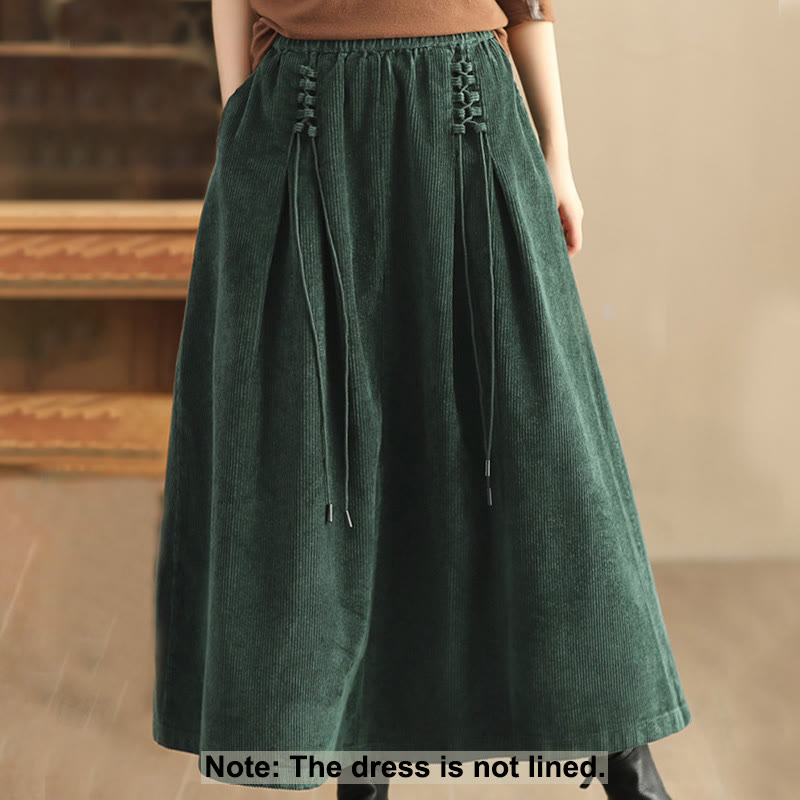 Spódnica damska Buddha Stones z gładkiego sztruksu o długości 7-8 z kieszeniami - image 1