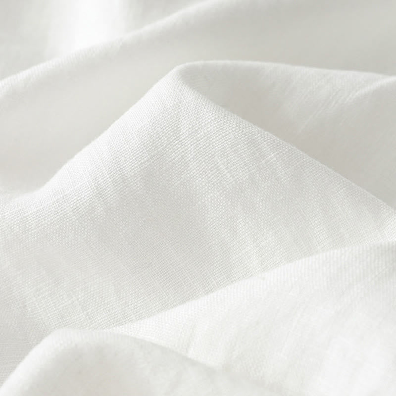 Damskie spodnie z szerokimi nogawkami i guzikami z szerokimi kieszeniami, z bawełny w jednolitym kolorze z Buddha Stones - image 13