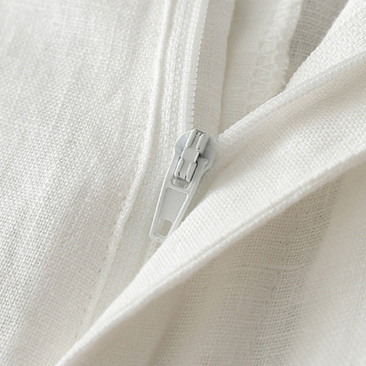 Damskie spodnie z szerokimi nogawkami i guzikami z szerokimi kieszeniami, z bawełny w jednolitym kolorze z Buddha Stones - image 11