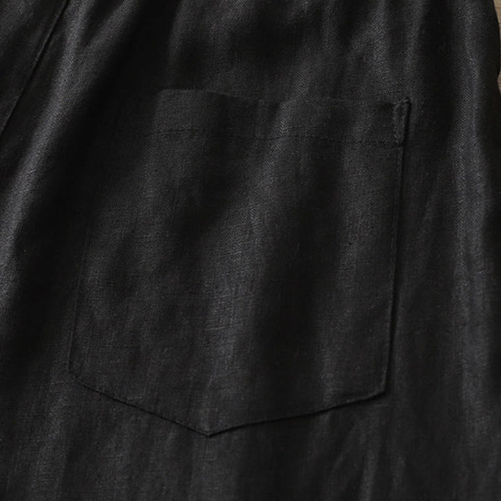 Damskie spodnie z szerokimi nogawkami i guzikami z szerokimi kieszeniami, z bawełny w jednolitym kolorze z Buddha Stones - image 19