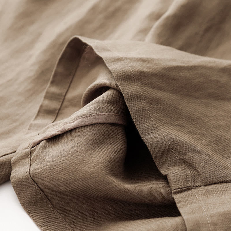 Spodnie damskie z bawełny z kieszeniami i motywem Buddha Stones, w jednolitym kolorze i sznurkiem - image 4