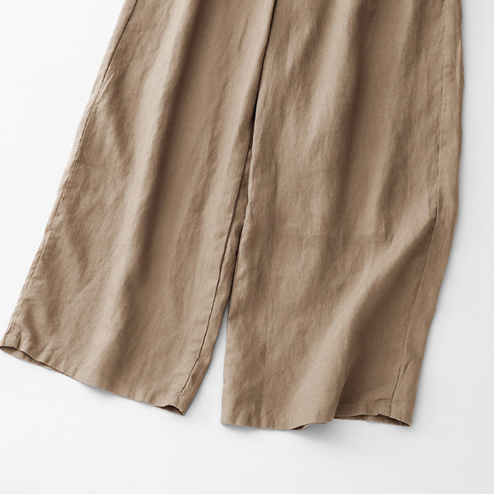 Spodnie damskie z bawełny z kieszeniami i motywem Buddha Stones, w jednolitym kolorze i sznurkiem - image 3