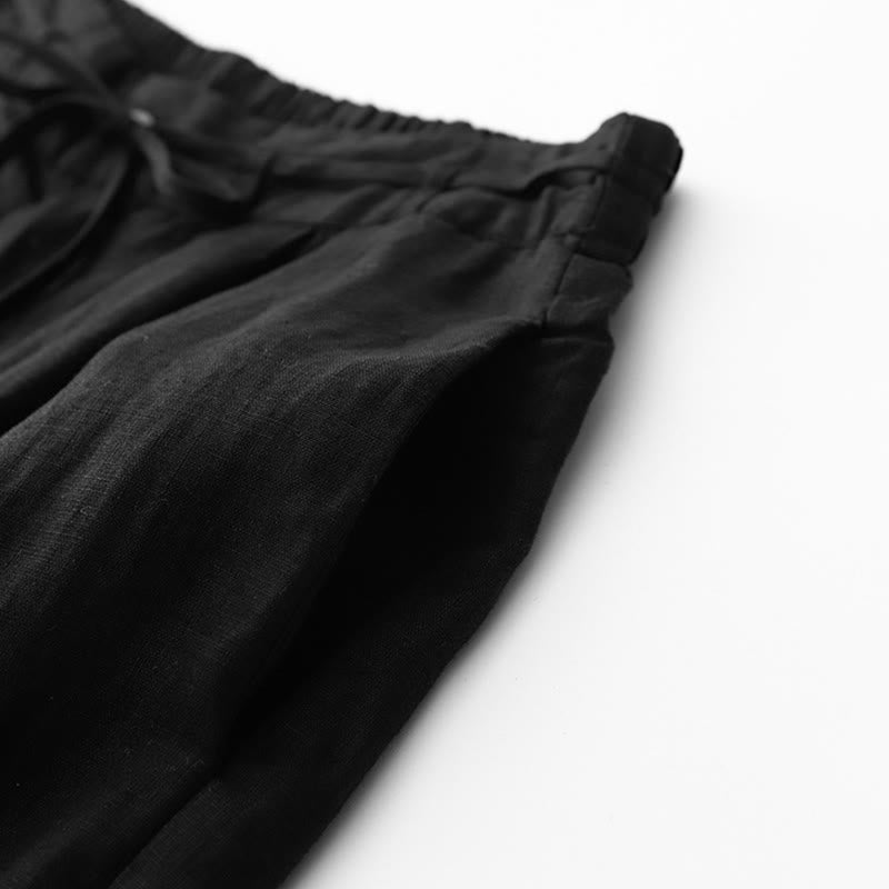 Spodnie damskie z bawełny z kieszeniami i motywem Buddha Stones, w jednolitym kolorze i sznurkiem - image 11