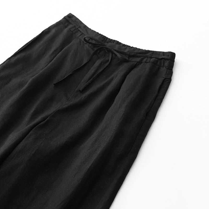 Spodnie damskie z bawełny z kieszeniami i motywem Buddha Stones, w jednolitym kolorze i sznurkiem - image 9