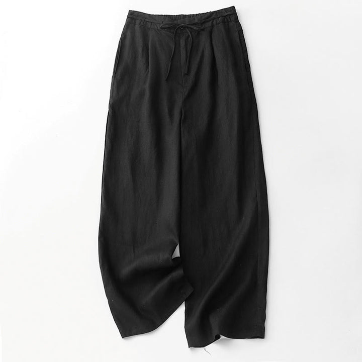 Spodnie damskie z bawełny z kieszeniami i motywem Buddha Stones, w jednolitym kolorze i sznurkiem - Czarny - US8-10，UK/AU12-14，EU40-42 (2XL) - image 8