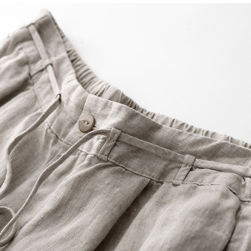 Spodnie damskie z bawełny z kieszeniami i motywem Buddha Stones, w jednolitym kolorze i sznurkiem - image 19