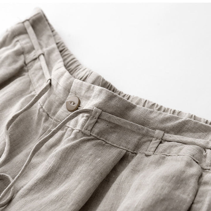 Spodnie damskie z bawełny z kieszeniami i motywem Buddha Stones, w jednolitym kolorze i sznurkiem - image 19