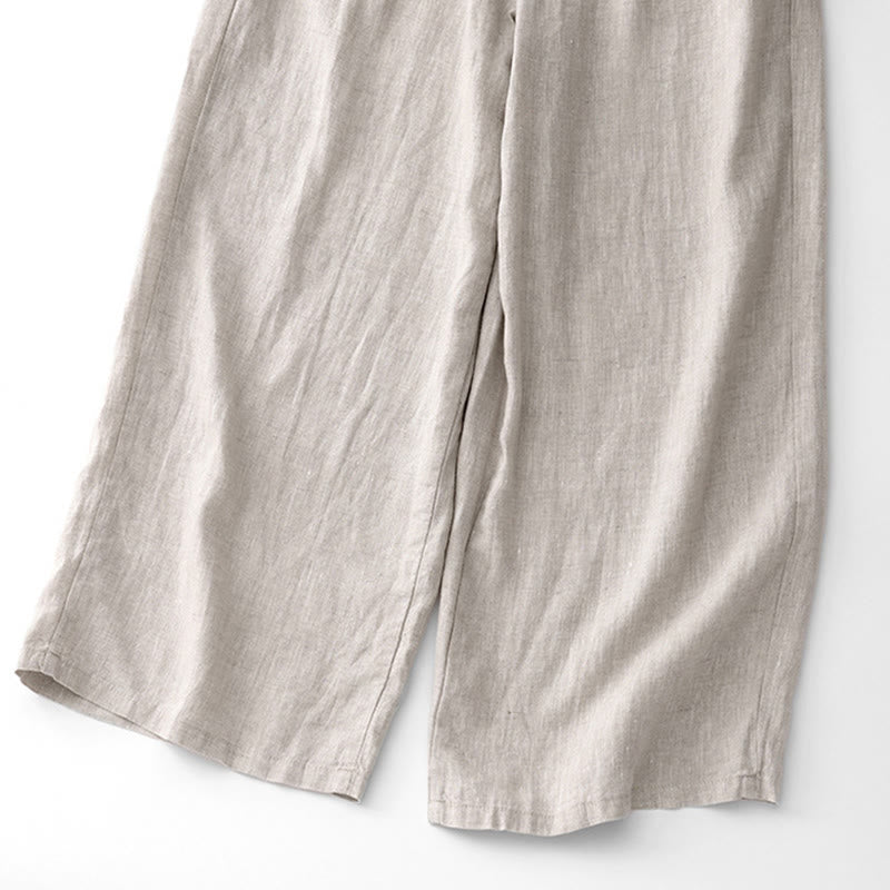 Spodnie damskie z bawełny z kieszeniami i motywem Buddha Stones, w jednolitym kolorze i sznurkiem - image 22