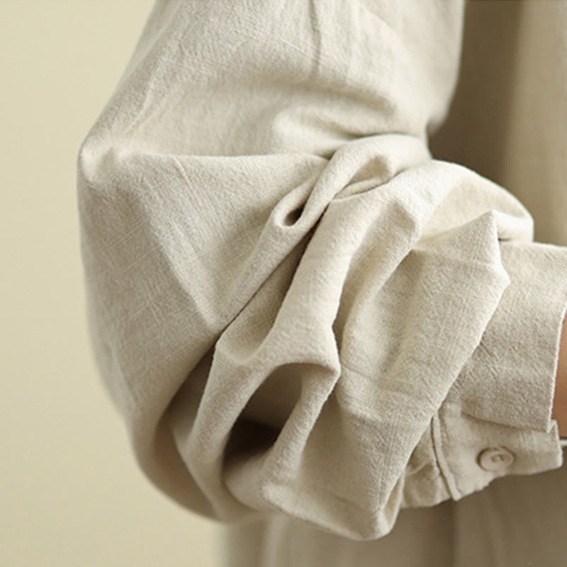 Kurtka damska z długim rękawem i okrągłym dekoltem z bawełny Buddha Stones z kieszeniami - image 9