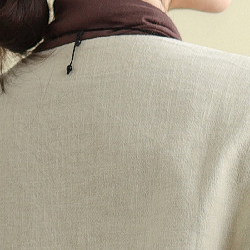 Kurtka damska z długim rękawem i okrągłym dekoltem z bawełny Buddha Stones z kieszeniami - image 7