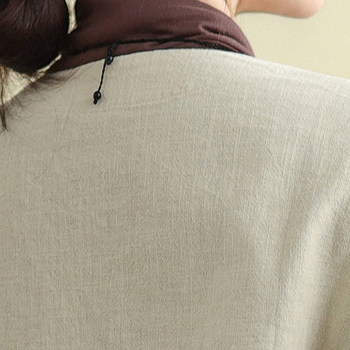 Kurtka damska z długim rękawem i okrągłym dekoltem z bawełny Buddha Stones z kieszeniami - image 7