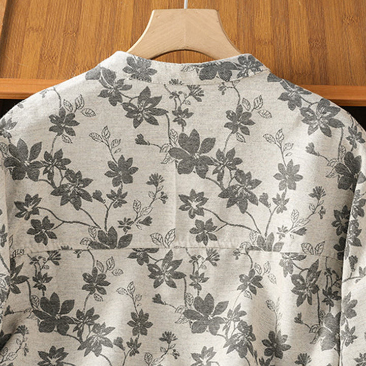 Koszula damska z długim rękawem z poliestru w swobodnym, nadrukowanym wzorem "Buddha Stones" - image 3