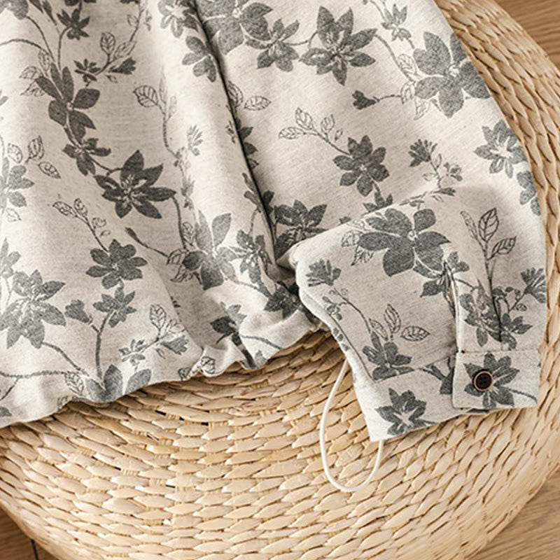 Koszula damska z długim rękawem z poliestru w swobodnym, nadrukowanym wzorem "Buddha Stones" - image 5