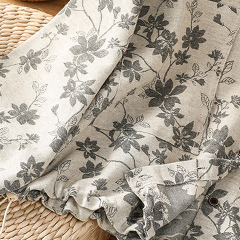 Koszula damska z długim rękawem z poliestru w swobodnym, nadrukowanym wzorem "Buddha Stones" - image 6