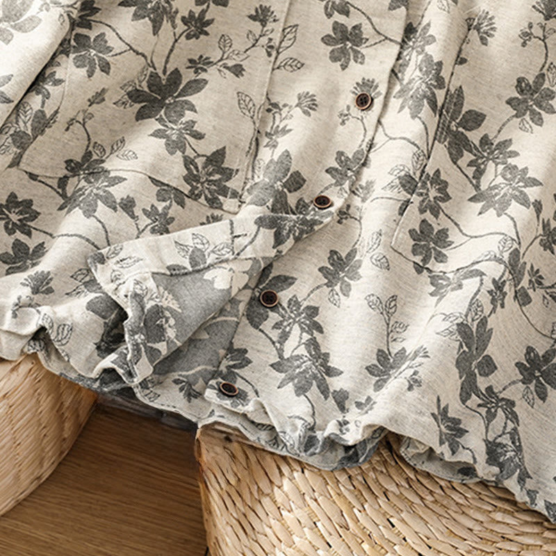 Koszula damska z długim rękawem z poliestru w swobodnym, nadrukowanym wzorem "Buddha Stones" - image 8