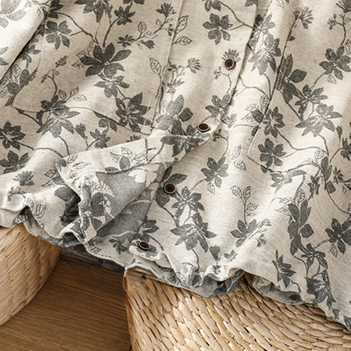 Koszula damska z długim rękawem z poliestru w swobodnym, nadrukowanym wzorem "Buddha Stones" - image 8