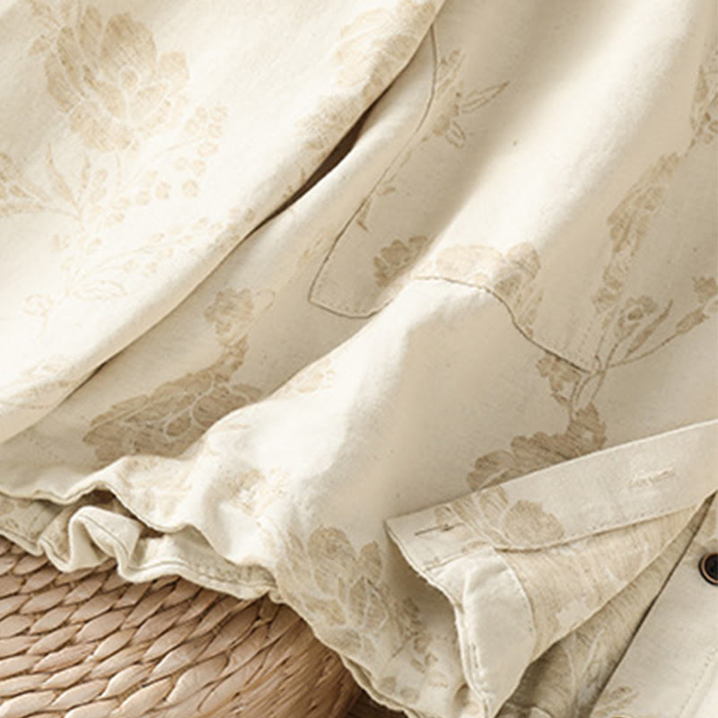 Koszula damska z długim rękawem z poliestru w swobodnym, nadrukowanym wzorem "Buddha Stones" - image 17