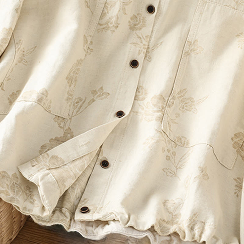 Koszula damska z długim rękawem z poliestru w swobodnym, nadrukowanym wzorem "Buddha Stones" - image 16