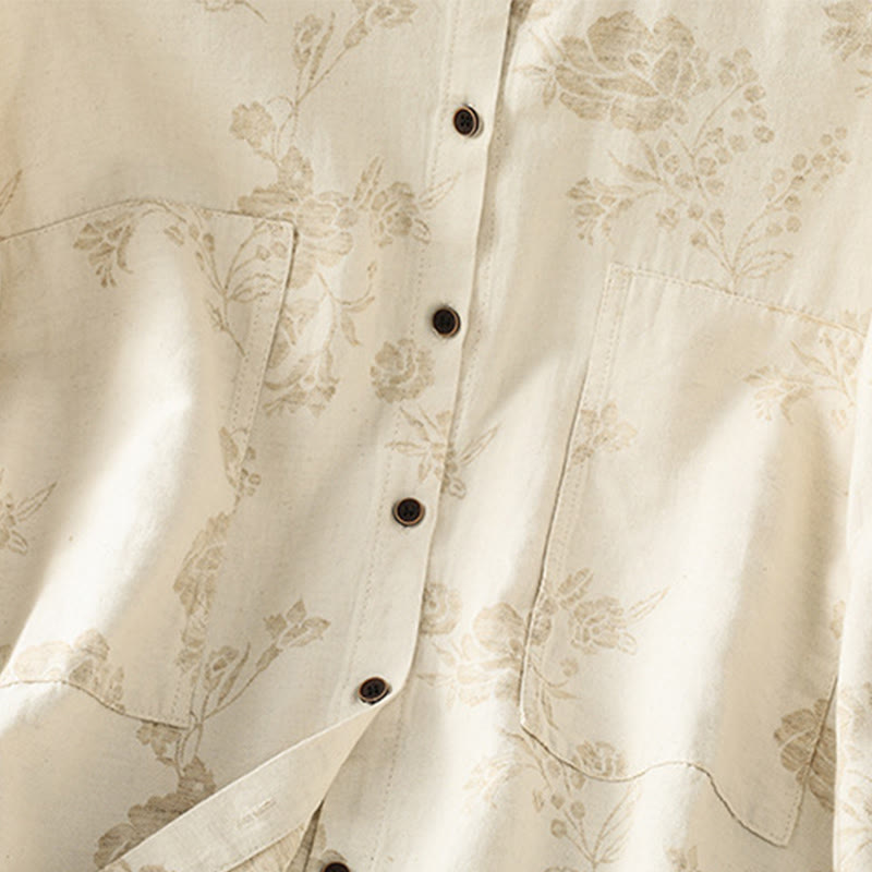 Koszula damska z długim rękawem z poliestru w swobodnym, nadrukowanym wzorem "Buddha Stones" - image 14