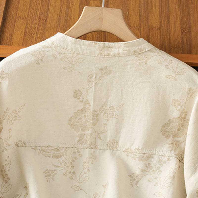 Koszula damska z długim rękawem z poliestru w swobodnym, nadrukowanym wzorem "Buddha Stones" - image 13