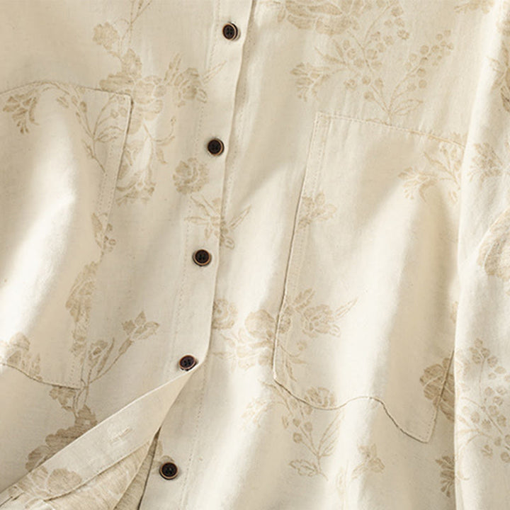 Koszula damska z długim rękawem z poliestru w swobodnym, nadrukowanym wzorem "Buddha Stones" - image 15