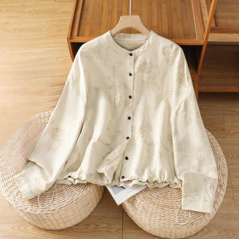 Koszula damska z długim rękawem z poliestru w swobodnym, nadrukowanym wzorem "Buddha Stones" - PapayaWhip - US14, UK/AU18, EU46 (2XL) - image 10