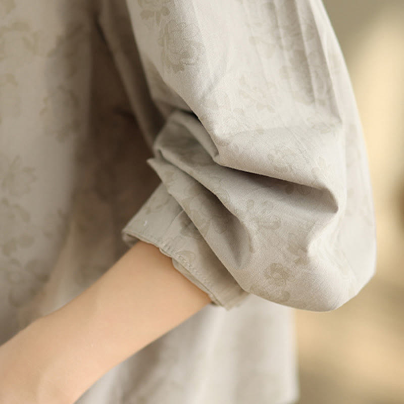 Koszula damska z długim rękawem z poliestru z haftowanymi kwiatami i Buddha Stones - image 6