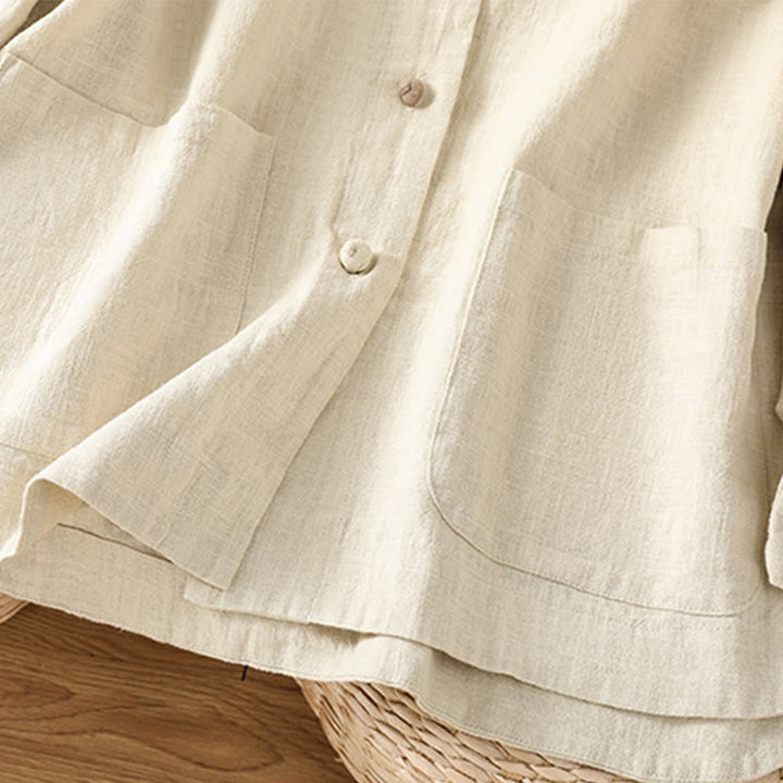 Koszula damska z długim rękawem, bawełną i poliestrem, z kieszeniami i guzikami w stylu „Buddha Stones” - image 6