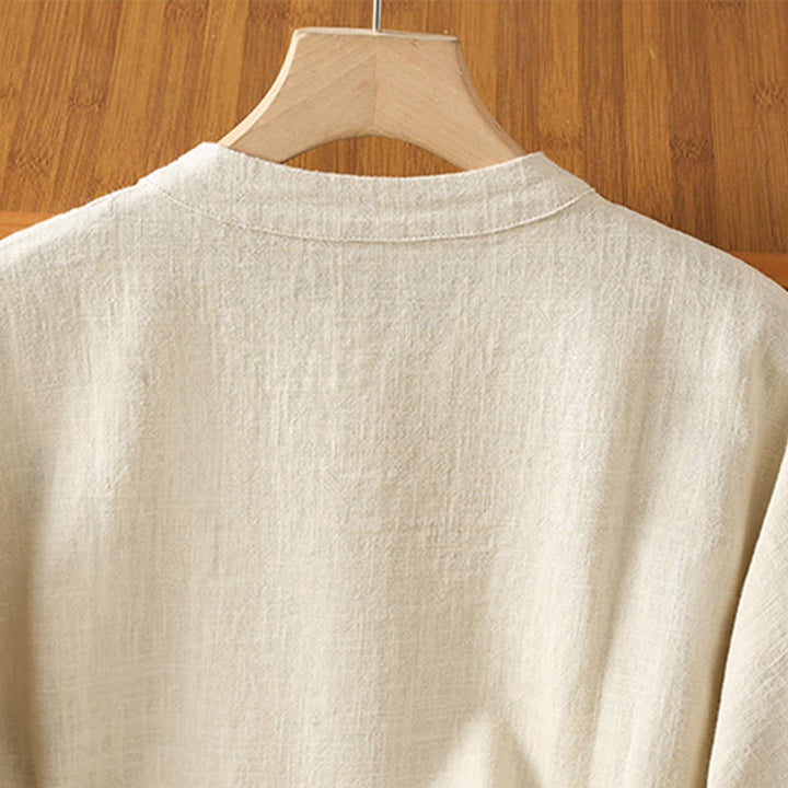 Koszula damska z długim rękawem, bawełną i poliestrem, z kieszeniami i guzikami w stylu „Buddha Stones” - image 7