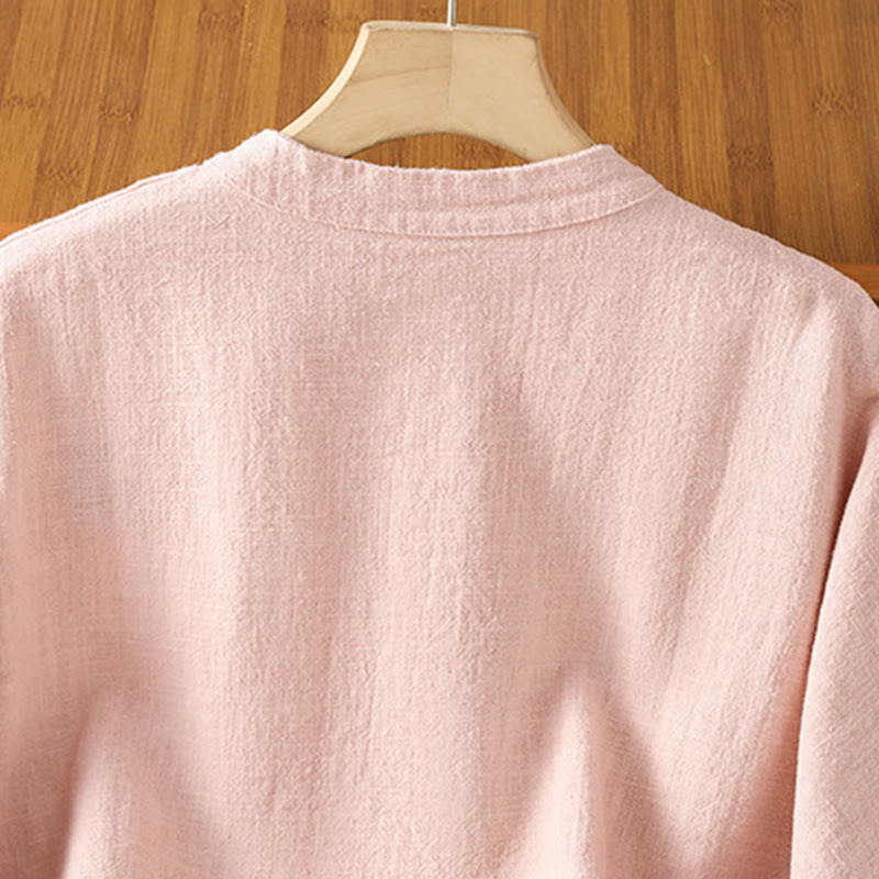 Koszula damska z długim rękawem, bawełną i poliestrem, z kieszeniami i guzikami w stylu „Buddha Stones” - image 16