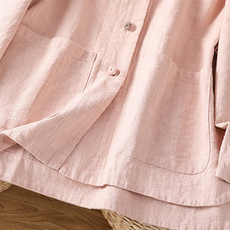 Koszula damska z długim rękawem, bawełną i poliestrem, z kieszeniami i guzikami w stylu „Buddha Stones” - image 12