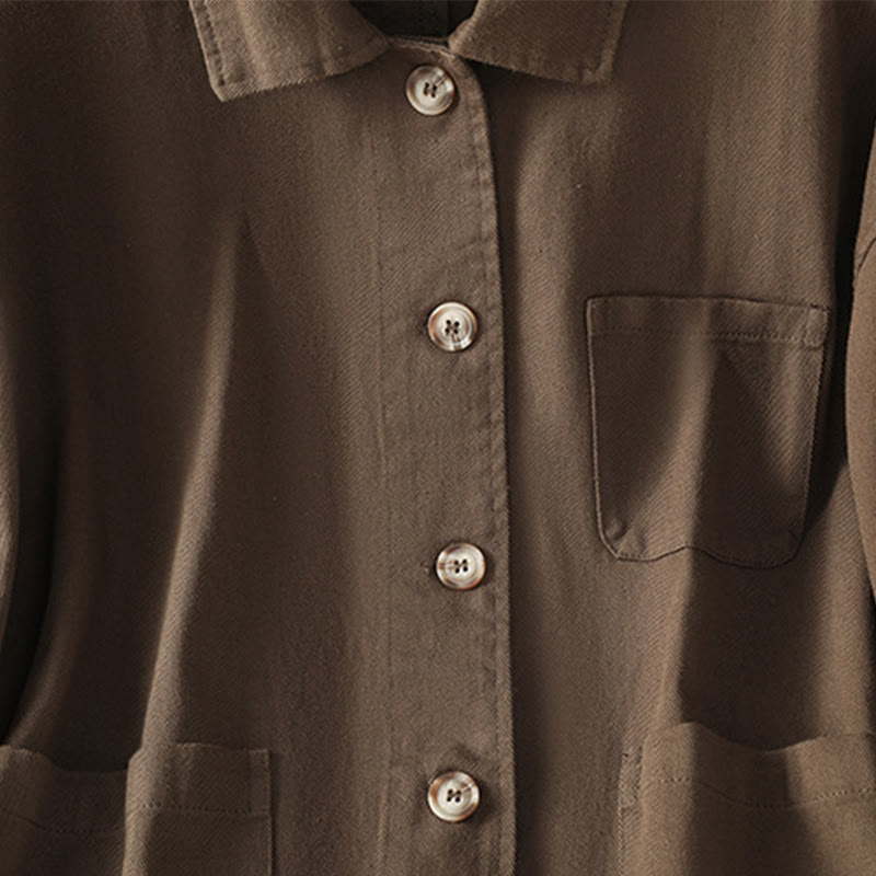 Koszula damska z długim rękawem i stójką, wykonana z bawełny i poliestru, z kieszeniami i Buddha Stones” - image 5