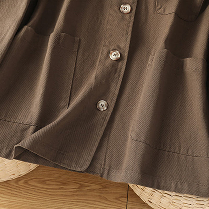 Koszula damska z długim rękawem i stójką, wykonana z bawełny i poliestru, z kieszeniami i Buddha Stones” - image 4