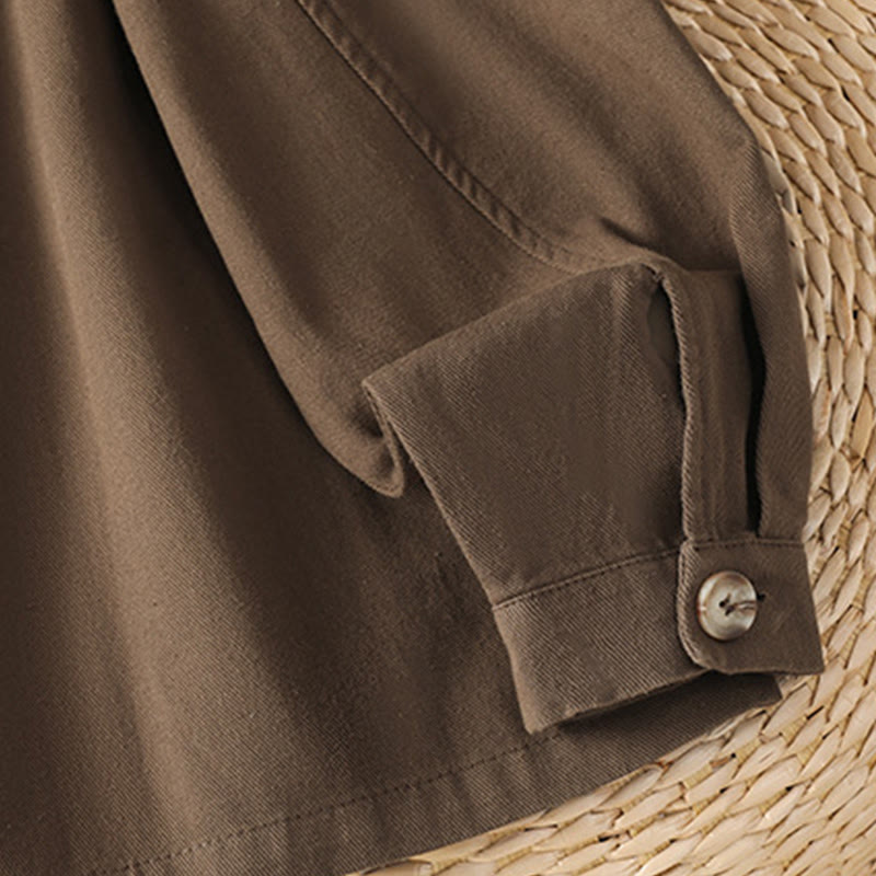 Koszula damska z długim rękawem i stójką, wykonana z bawełny i poliestru, z kieszeniami i Buddha Stones” - image 8