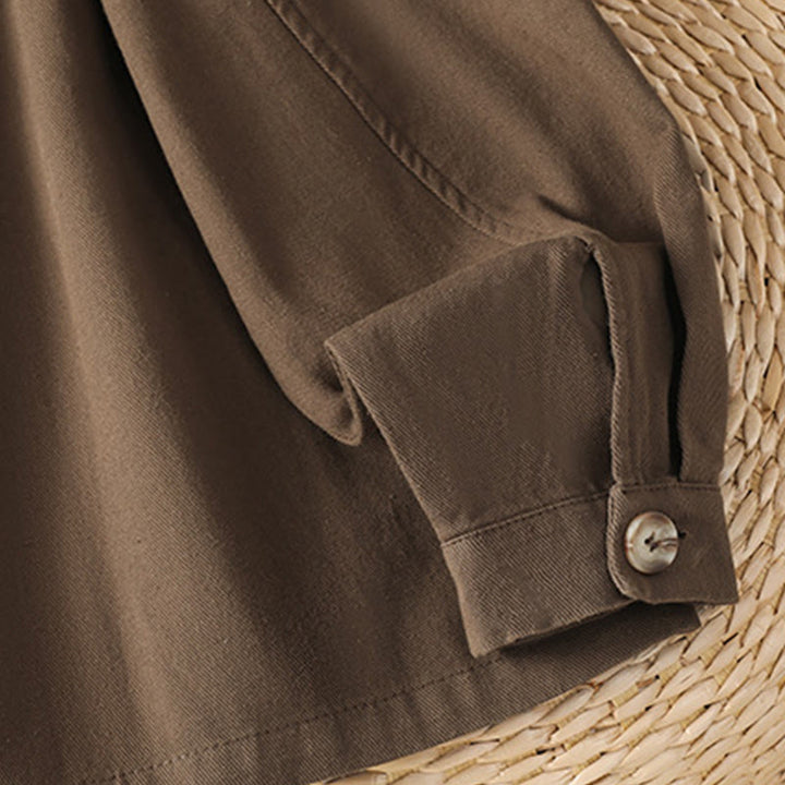 Koszula damska z długim rękawem i stójką, wykonana z bawełny i poliestru, z kieszeniami i Buddha Stones” - image 8