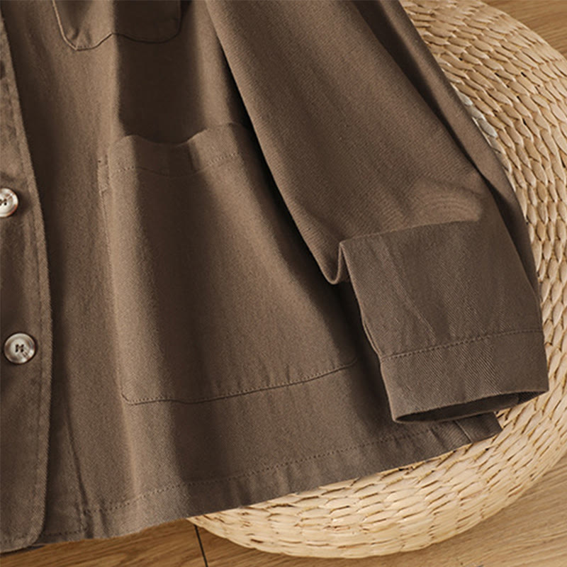 Koszula damska z długim rękawem i stójką, wykonana z bawełny i poliestru, z kieszeniami i Buddha Stones” - image 7