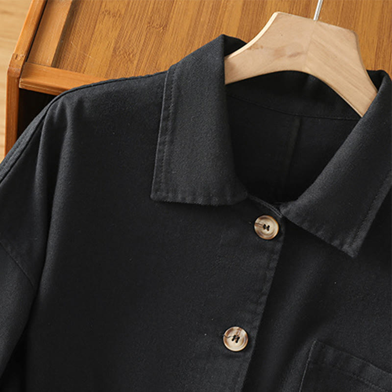 Koszula damska z długim rękawem i stójką, wykonana z bawełny i poliestru, z kieszeniami i Buddha Stones” - image 14