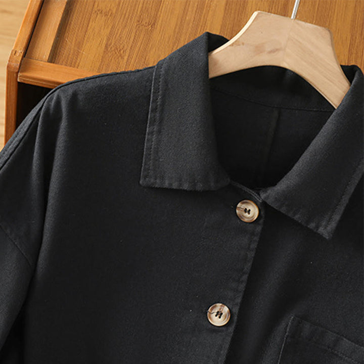 Koszula damska z długim rękawem i stójką, wykonana z bawełny i poliestru, z kieszeniami i Buddha Stones” - image 14