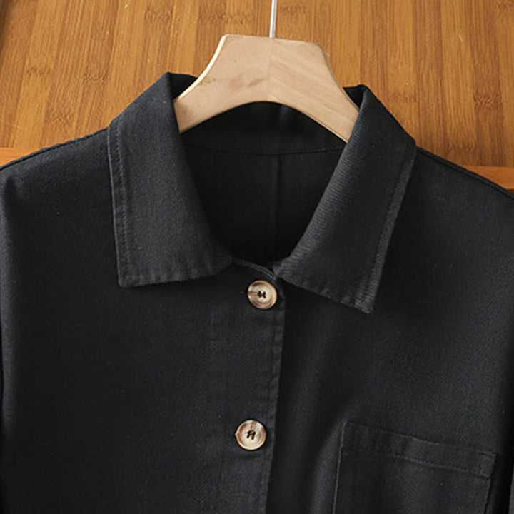 Koszula damska z długim rękawem i stójką, wykonana z bawełny i poliestru, z kieszeniami i Buddha Stones” - image 11