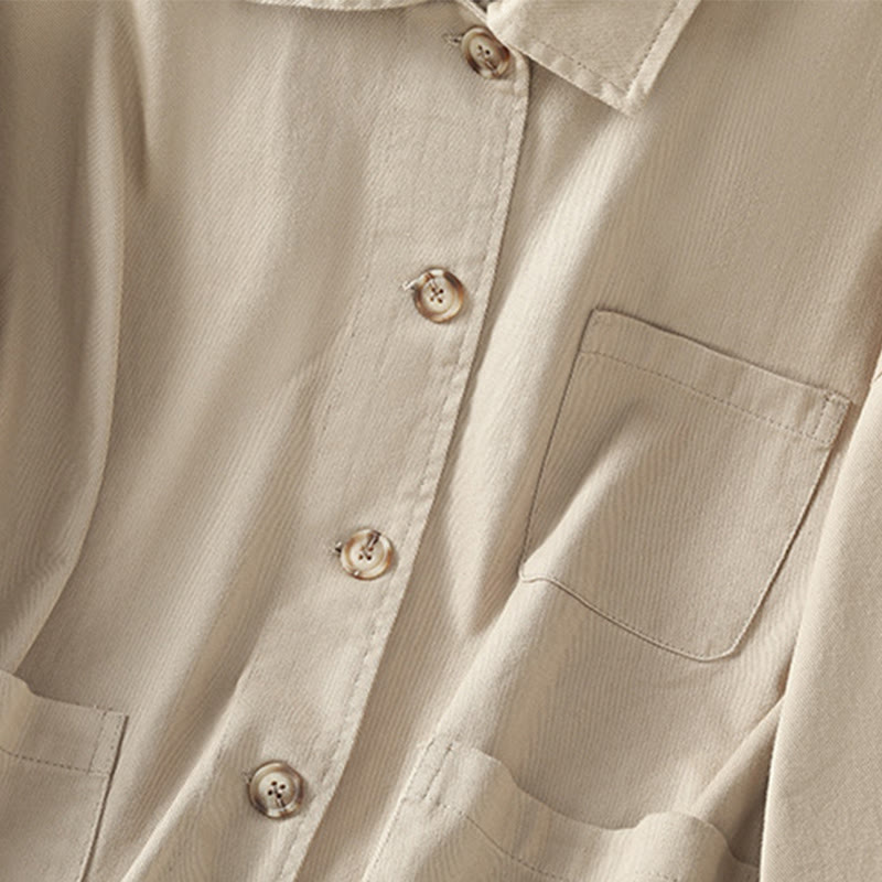 Koszula damska z długim rękawem i stójką, wykonana z bawełny i poliestru, z kieszeniami i Buddha Stones” - image 22