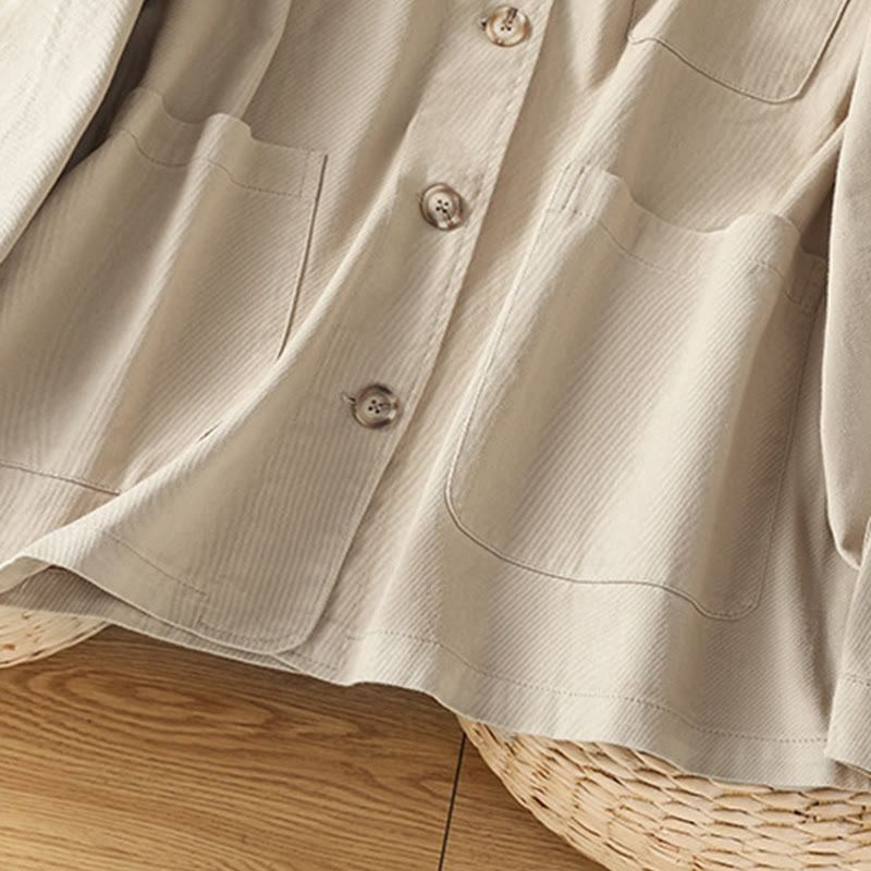 Koszula damska z długim rękawem i stójką, wykonana z bawełny i poliestru, z kieszeniami i Buddha Stones” - image 24